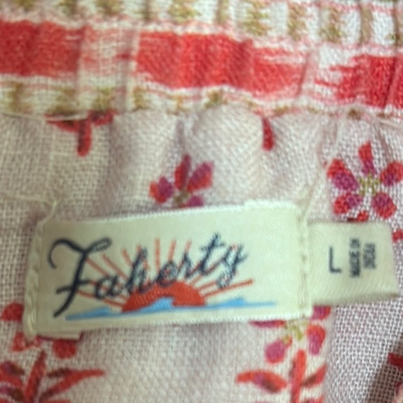 Faherty Pink and Red Pleated Sundress Maxi - Picture 2 of 5